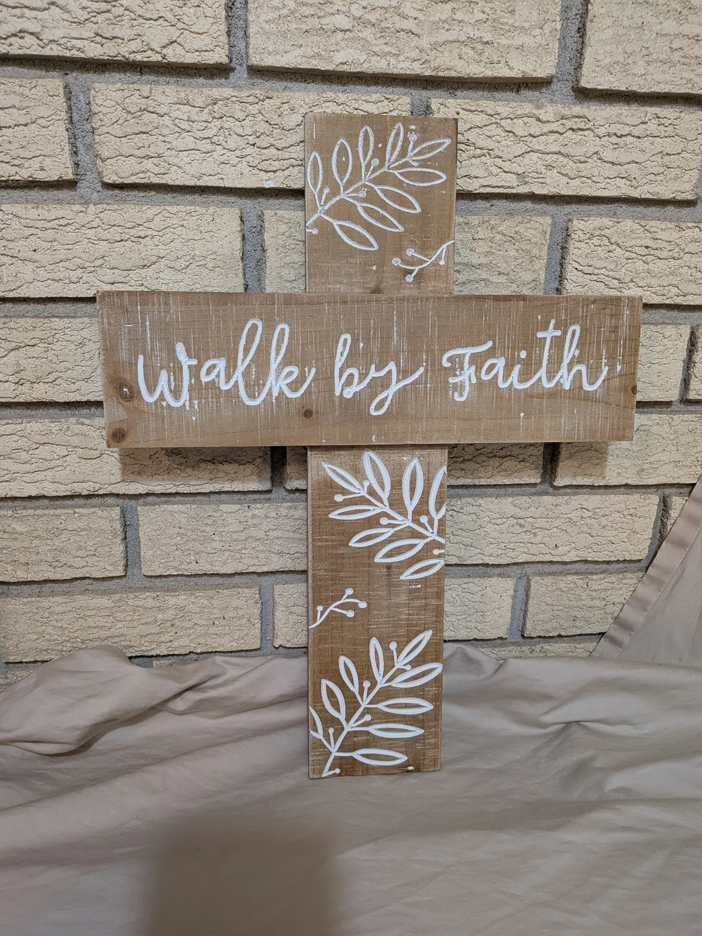 Hobby Lobby Rustic Wooden Cross Wall Art - Natural Wood with White Accents